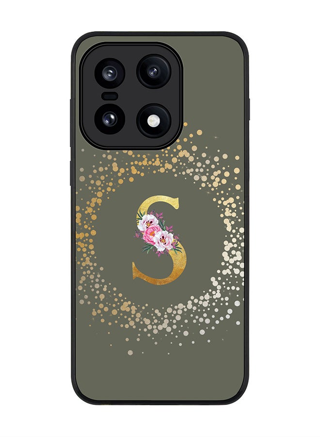 For OnePlus 15 Case,Slim fit Camera Protection, Shockproof Thin Phone cover  - Custom Monogram Floral - S  (Olive Green )